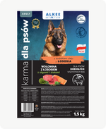 Załaduj obraz do przeglądarki Galerii, Wołowina z łososiem algami i ziołami dla psów dorosłych wszystkich ras 1,5 kg